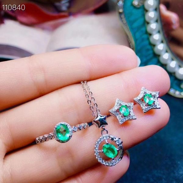 bracelet, earrings & necklace natural green emerald ring pendant gemstone jewelry set s925 silver fashion round stars women party, Black
bracelet, earrings & necklace natural green emerald ring pendant gemstone jewelry set s925 silver fashion round stars women party, Black