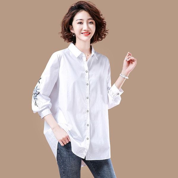 women's blouses & shirts cotton plus size shirt literature and art fan lapel cardigan western embroidered jacket spring loose, White
women's blouses & shirts cotton plus size shirt literature and art fan lapel cardigan western embroidered jacket spring loose, White