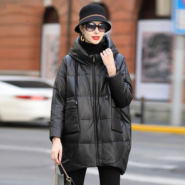 women's leather & faux 2021 genuine down jackets real sheepskin medium length loose hooded coats fashion warm clothes plus size, Black
women's leather & faux 2021 genuine down jackets real sheepskin medium length loose hooded coats fashion warm clothes plus size, Black