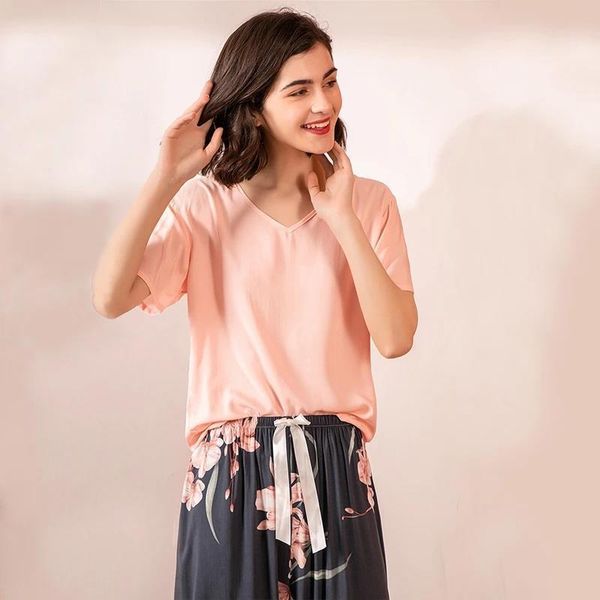 julys song womens sleepwears 2 pieces pajamas floral printed sleepwear female v neck short sleeve elastic waist nightwear set, Black;red
julys song womens sleepwears 2 pieces pajamas floral printed sleepwear female v neck short sleeve elastic waist nightwear set, Black;red