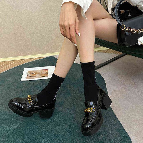 dress shoes women luxury metal chain platform high heels british style chunky heeled loafers 220313, Black
dress shoes women luxury metal chain platform high heels british style chunky heeled loafers 220313, Black