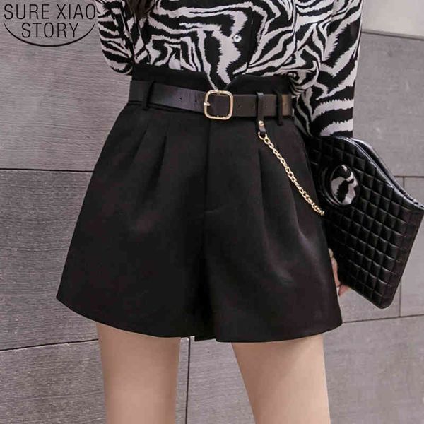 high waist wide leg fashion shorts autumn solid loose bottom casual women pocket short with chain 11367 210417, White;black
high waist wide leg fashion shorts autumn solid loose bottom casual women pocket short with chain 11367 210417, White;black