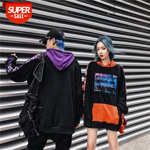 european and american street hip-hop color-blocking sweater loose high-street oversize letter printing hooded #nd5b, Black
european and american street hip-hop color-blocking sweater loose high-street oversize letter printing hooded #nd5b, Black