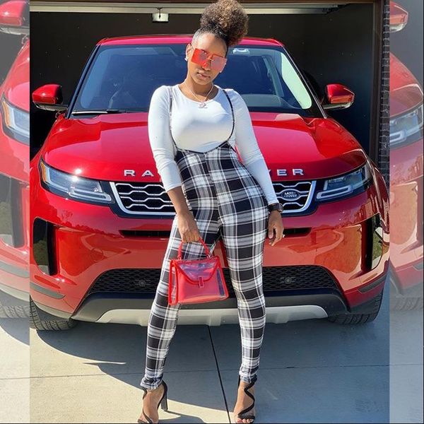 suspender strap pants plaid pattern womens jumpsuit high waist overalls office slim fit pencil trousers one piece, Black;white
suspender strap pants plaid pattern womens jumpsuit high waist overalls office slim fit pencil trousers one piece, Black;white