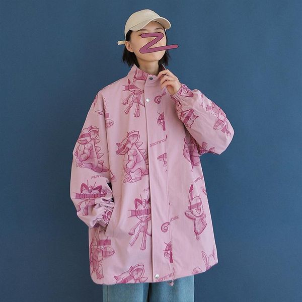 women's jackets cartoon printed for womens korean fashion oversized streetwear zipper and coats woman denim stand collar jacket, Black;brown
women's jackets cartoon printed for womens korean fashion oversized streetwear zipper and coats woman denim stand collar jacket, Black;brown