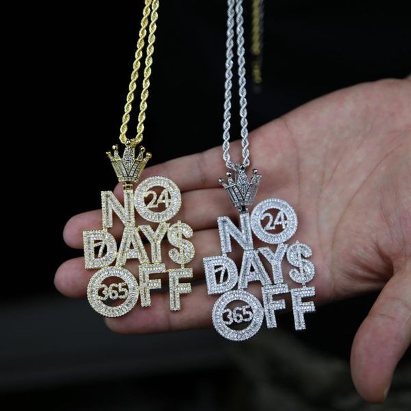 chains iced out bling cz letters pendant necklace no days off paved cubic zircon crown shape men's fashion hip hop jewelry, Silver
chains iced out bling cz letters pendant necklace no days off paved cubic zircon crown shape men's fashion hip hop jewelry, Silver