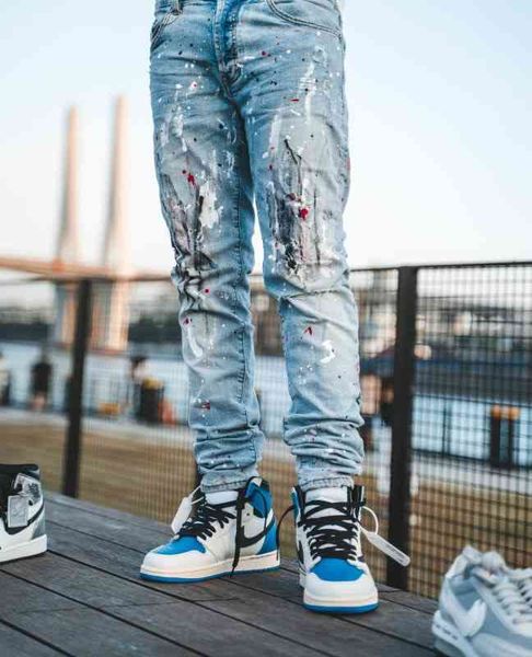 men's jeans moda de alta qualida splash-ink jeans, pintados à mão tie-tingido rua graffiti, rasgado, magro-calças perna masculina qhed, Blue
men's jeans moda de alta qualida splash-ink jeans, pintados à mão tie-tingido rua graffiti, rasgado, magro-calças perna masculina qhed, Blue