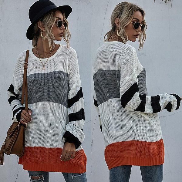 women's sweaters eur/us striped o-neck knit sweater pullovers blouse loose patchwork autumn/winter style 2021 fashion, White;black
women's sweaters eur/us striped o-neck knit sweater pullovers blouse loose patchwork autumn/winter style 2021 fashion, White;black