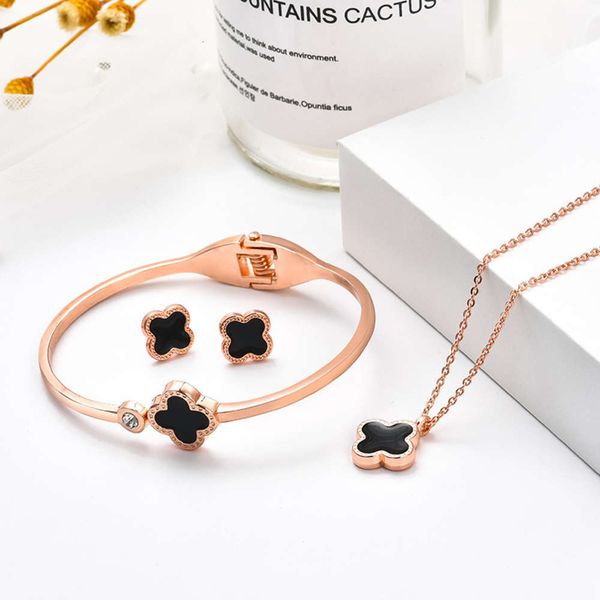 korean new rose gold double-sided lucky clover necklace women's uv plated clavicle chain fashion pendant, Black
korean new rose gold double-sided lucky clover necklace women's uv plated clavicle chain fashion pendant, Black