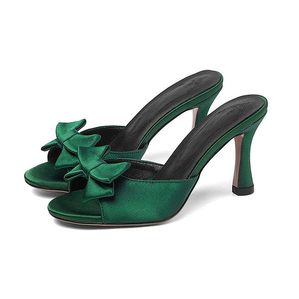 slippers rimocy green silk bowtie peep toe sandals women summer stiletto high heels slip on woman elegant ladies party shoes, Black
slippers rimocy green silk bowtie peep toe sandals women summer stiletto high heels slip on woman elegant ladies party shoes, Black