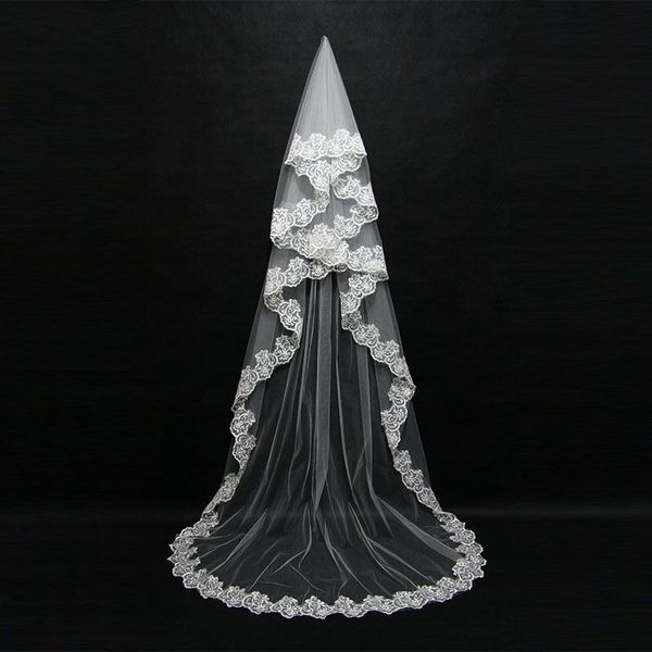 bridal veils mariage one layer lace edge white ivory catherdal wedding veil long accessories veu de noiva, Black
bridal veils mariage one layer lace edge white ivory catherdal wedding veil long accessories veu de noiva, Black