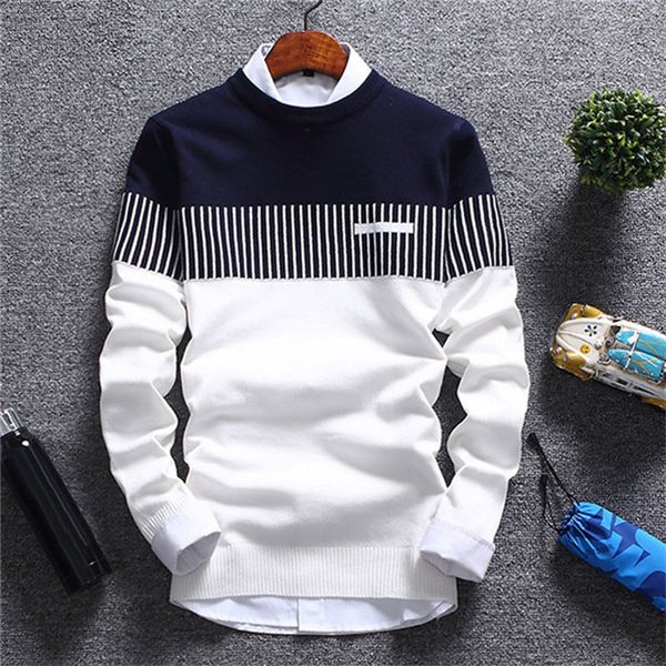 new men's autumn winter pullover wool slim fit knitted sweater striped mens clothing casual pull homme, White;black
new men's autumn winter pullover wool slim fit knitted sweater striped mens clothing casual pull homme, White;black