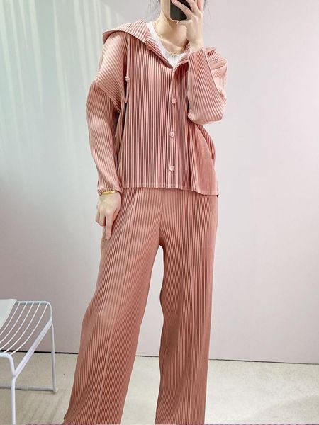 women's two piece pants autumn miyak pleated fashion women sets high street solid loose large size hooded coat and pant two-piece suit, White
women's two piece pants autumn miyak pleated fashion women sets high street solid loose large size hooded coat and pant two-piece suit, White