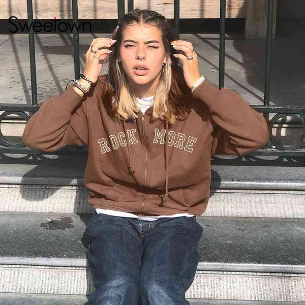 sweetown zip up brown new hoodies vintage long sleeve 90s aesthetic hooded sweatshirt women letter print winter jackets coats, Black
sweetown zip up brown new hoodies vintage long sleeve 90s aesthetic hooded sweatshirt women letter print winter jackets coats, Black