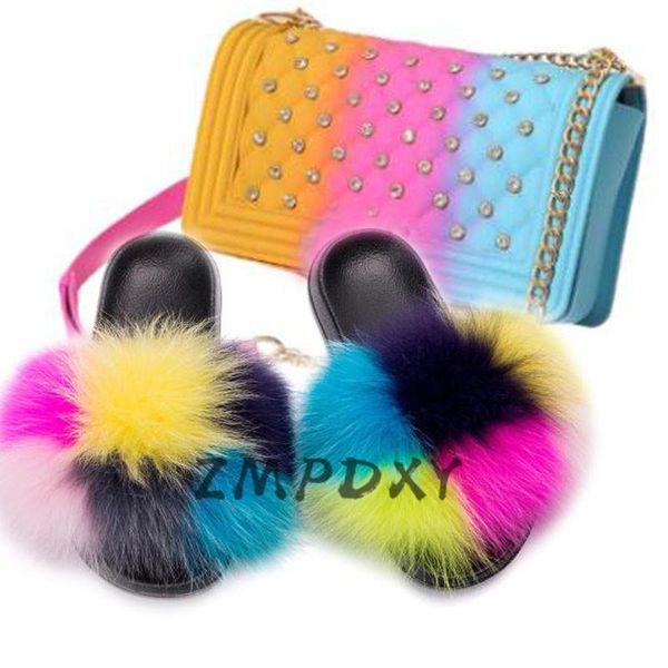women's jelly chain shoulder bag ladies real fur slippers rainbow rhinestone bling handbag shoes sets female crossbody phone, Black
women's jelly chain shoulder bag ladies real fur slippers rainbow rhinestone bling handbag shoes sets female crossbody phone, Black