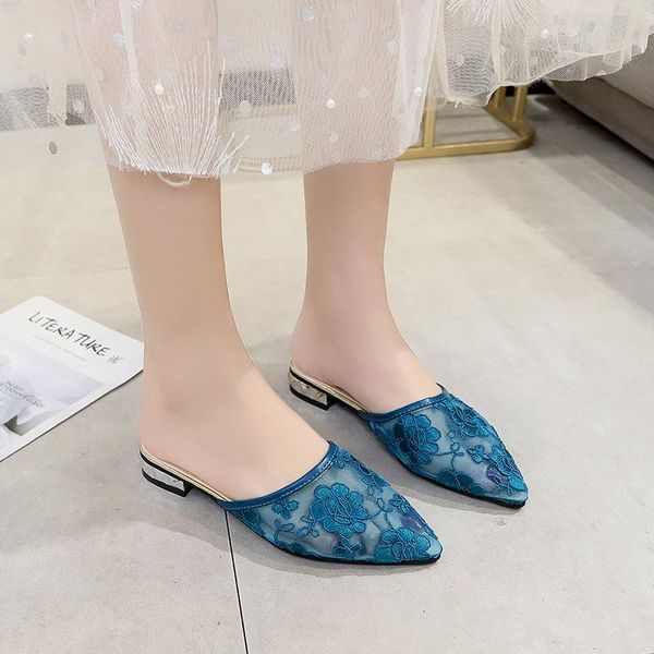 slippers ethnic embroidered mueller women sandals and summer baotou low-heeled mesh, Black
slippers ethnic embroidered mueller women sandals and summer baotou low-heeled mesh, Black