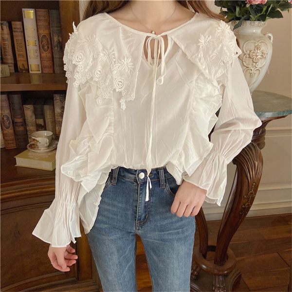blouses white fresh sweet lace women flare-sleeved loose shirt all-match lace-up feminine gentle office lady blouses
blouses white fresh sweet lace women flare-sleeved loose shirt all-match lace-up feminine gentle office lady blouses