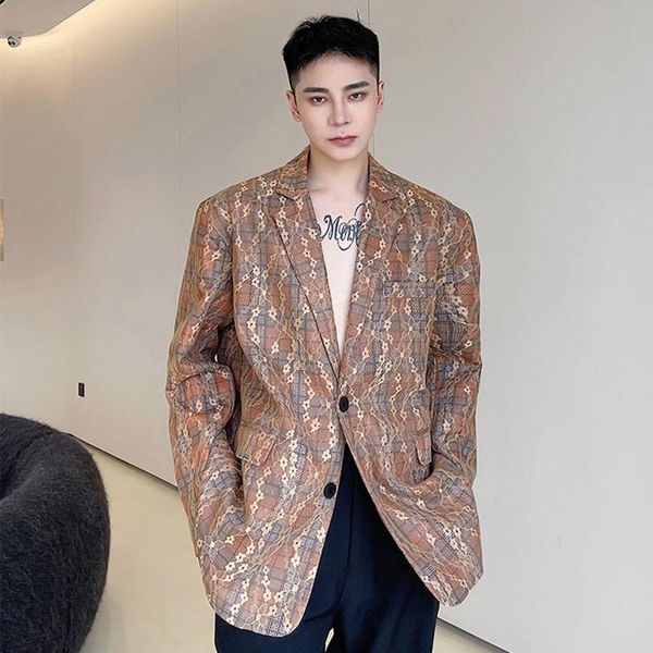 men's suits & blazers wear thick suit coat 2021 autumn personality lace jacquard composite tweed vintage plaid blazer trend loose male, White;black
men's suits & blazers wear thick suit coat 2021 autumn personality lace jacquard composite tweed vintage plaid blazer trend loose male, White;black