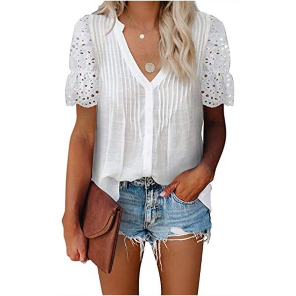 women's blouses & shirts white chiffon blouse summer women lace patchwork short sleeve v-neck ruched blue woman casual baggy shirt blus
women's blouses & shirts white chiffon blouse summer women lace patchwork short sleeve v-neck ruched blue woman casual baggy shirt blus