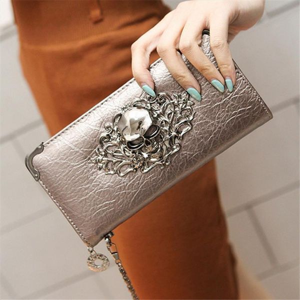 metal skull pattern long wallet handbag zipper skeleton purse clutch card holder women carteira feminina, Red;black
metal skull pattern long wallet handbag zipper skeleton purse clutch card holder women carteira feminina, Red;black