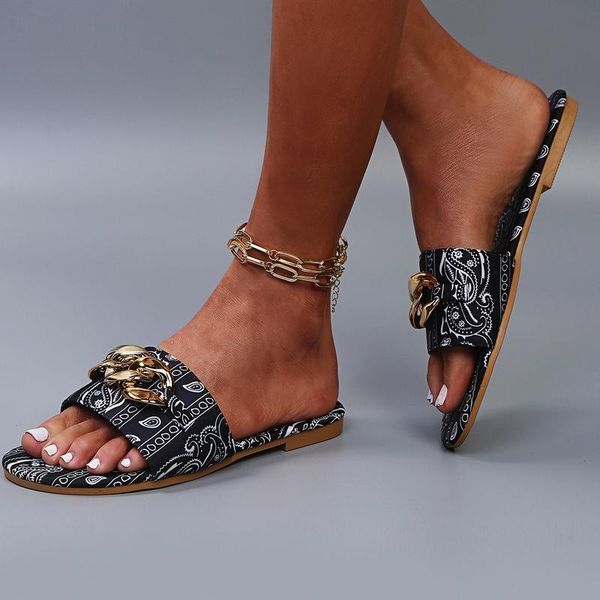 slippers large size women's fashion 2021 summer style metal chain color sandals and shoes 35-43, Black
slippers large size women's fashion 2021 summer style metal chain color sandals and shoes 35-43, Black