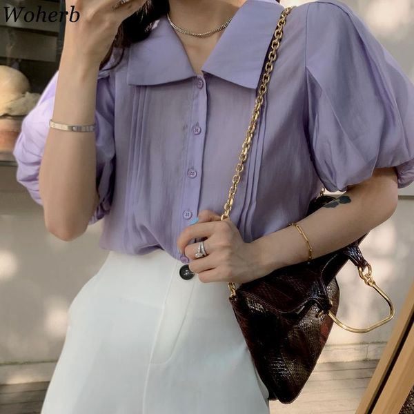 women's blouses & shirts woherb 2021 summer vintage puff sleeve women office lady casual all match korean chic mujer blusas camisas, White
women's blouses & shirts woherb 2021 summer vintage puff sleeve women office lady casual all match korean chic mujer blusas camisas, White