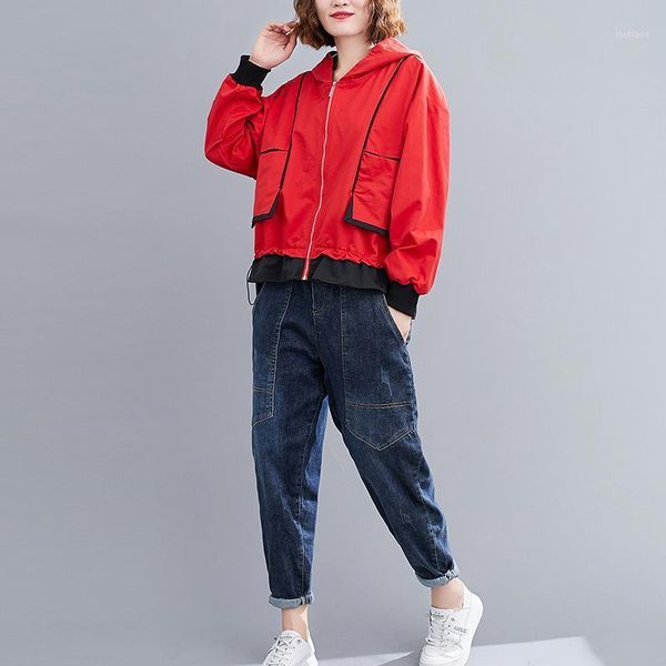 women's blouses & shirts 2021 autumn winter vintage bat sleeve female outerwear hooded pockets zipper clothing 5xl 6xl women bomber jac, White
women's blouses & shirts 2021 autumn winter vintage bat sleeve female outerwear hooded pockets zipper clothing 5xl 6xl women bomber jac, White
