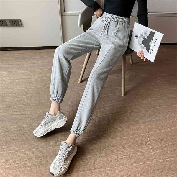 fashion spring and summer feet harem pants leisure corset sports student capris women's loose thin small 210507, Blue 
fashion spring and summer feet harem pants leisure corset sports student capris women's loose thin small 210507, Blue