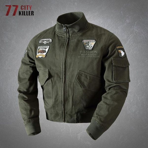 men's jackets military bomber jacket men casual embroidery slim zipper pilot male autumn solid color baseball clothes tactical coats, Black;brown
men's jackets military bomber jacket men casual embroidery slim zipper pilot male autumn solid color baseball clothes tactical coats, Black;brown