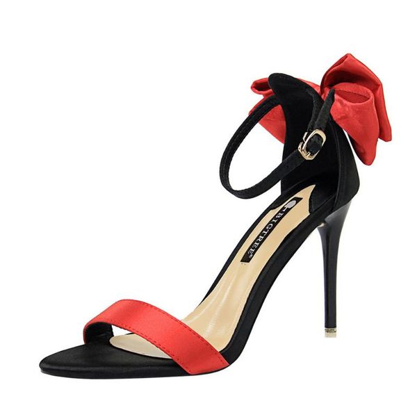 fashion sweet high heel satin color matching collar bow women's sandals zapatos de mujer, Black
fashion sweet high heel satin color matching collar bow women's sandals zapatos de mujer, Black