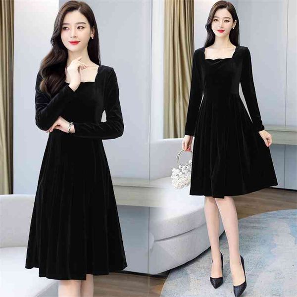 3xl plus size vintage women midi dress party black hepburn square collar autumn winter gold velvet warm vestidos 210528, Black;gray
3xl plus size vintage women midi dress party black hepburn square collar autumn winter gold velvet warm vestidos 210528, Black;gray