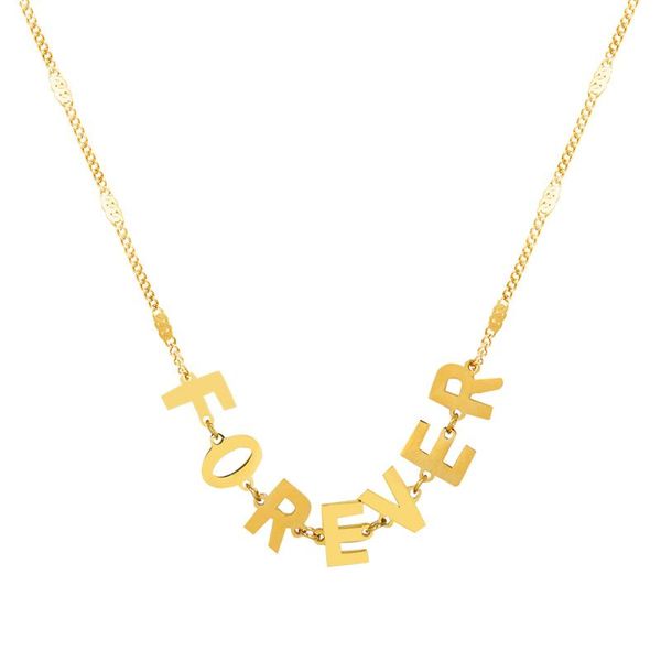 chains arrival female18k gold plated titanium steel link chain forever letters charms necklace for women girl trendy jewelry gift, Silver
chains arrival female18k gold plated titanium steel link chain forever letters charms necklace for women girl trendy jewelry gift, Silver