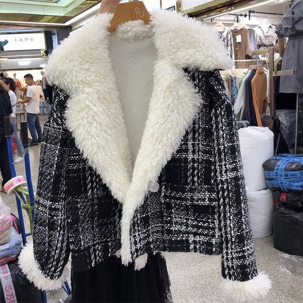 women's down & parkas cotton jacket women 2021 winter korean version of the loose lattice sen thick lamb wool coat trend, Black
women's down & parkas cotton jacket women 2021 winter korean version of the loose lattice sen thick lamb wool coat trend, Black
