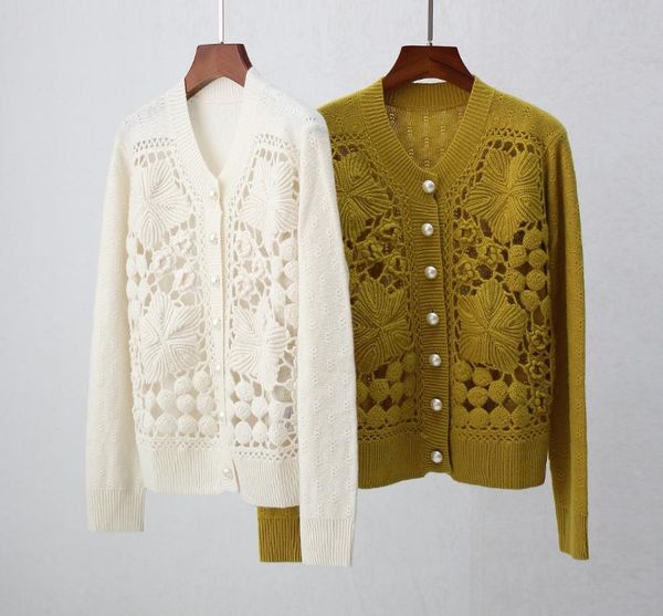 women's knits & tees 2021 women fashion long-sleeved hand crochet hollow cashmere pearl buckle cardigan 0917, White
women's knits & tees 2021 women fashion long-sleeved hand crochet hollow cashmere pearl buckle cardigan 0917, White