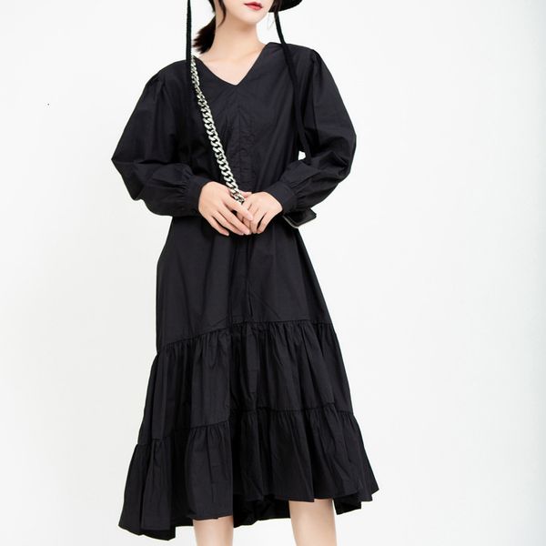 women elegant party with ruffles bottom pleats sleeves v neck a line charming lady long es mid calf est, White;black
women elegant party with ruffles bottom pleats sleeves v neck a line charming lady long es mid calf est, White;black