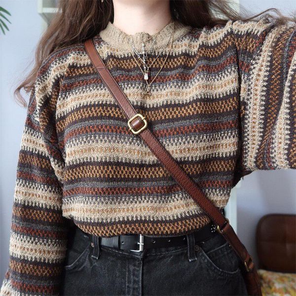 women's sweaters casual striped women loose pullover oversize vintage knitted sweater o neck jumper coat long sleeve pull femme, White;black
women's sweaters casual striped women loose pullover oversize vintage knitted sweater o neck jumper coat long sleeve pull femme, White;black