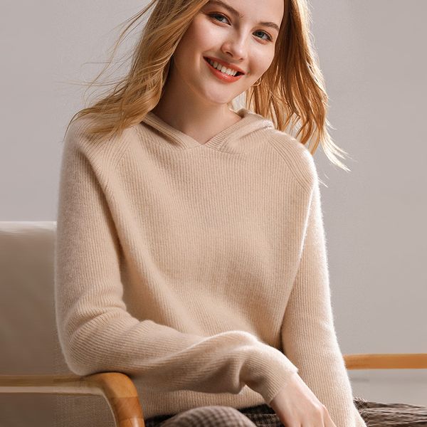 women's two piece pants autumn and winter hooded jacket women's loose 100% pure cashmere lrdr, White
women's two piece pants autumn and winter hooded jacket women's loose 100% pure cashmere lrdr, White