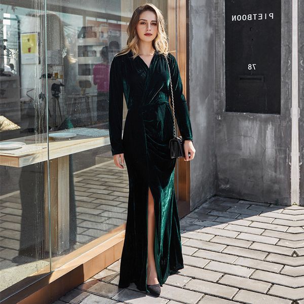 elegant velvet maxi casual autumn winter cross split long bodycon party dress for women 2020 new, Black;gray
elegant velvet maxi casual autumn winter cross split long bodycon party dress for women 2020 new, Black;gray