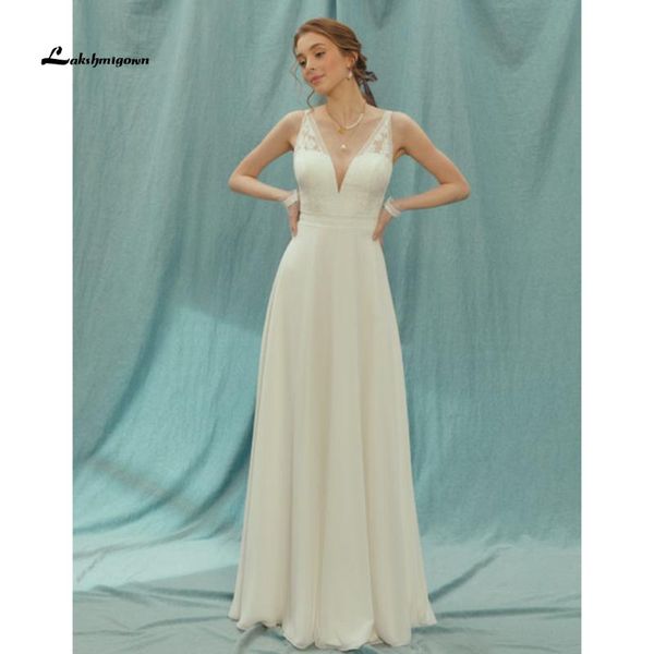 other wedding dresses simple deep v-neck custom made a-line appliques floor length vestidos de noiva 2021 bridal, White
other wedding dresses simple deep v-neck custom made a-line appliques floor length vestidos de noiva 2021 bridal, White