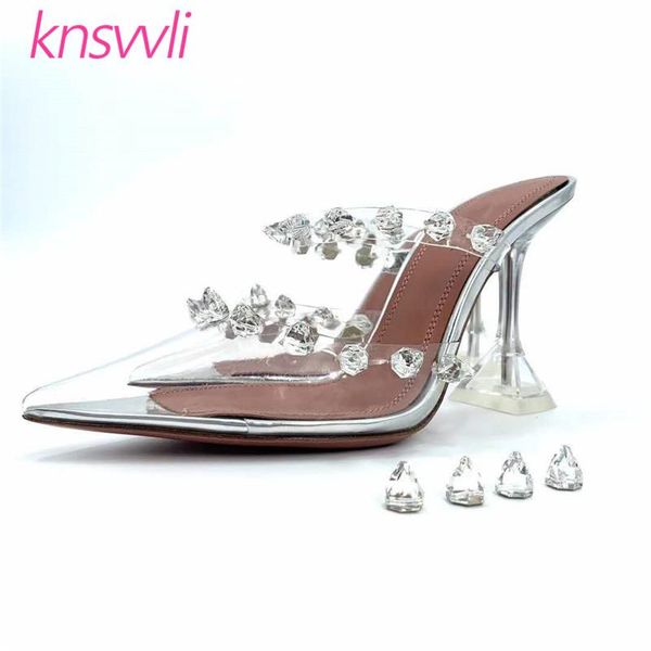 slippers high heels women rivets clear pvc mules ladies slides pointed toe sandals strange style party shoes woman, Black
slippers high heels women rivets clear pvc mules ladies slides pointed toe sandals strange style party shoes woman, Black