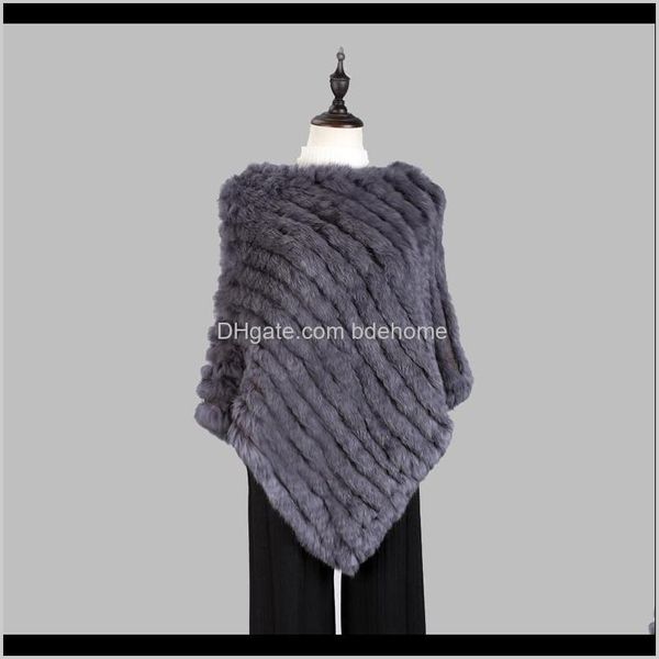 

wraps hats, & gloves fashion aessories drop delivery 2021 women spring autumn knit genuine poncho scarves real natural rabbit fur shawl pash, Blue;gray