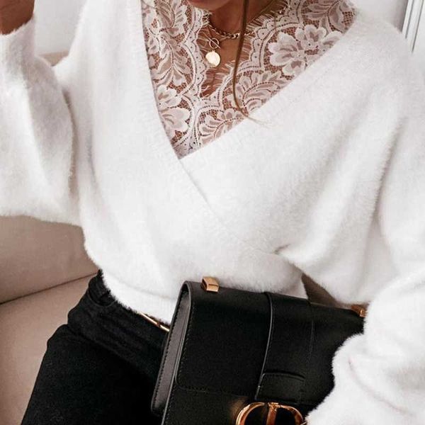 women fashion casual long sleeve pullovers brief cozy lace design sweater for women warm fluffy 210716, White;black
women fashion casual long sleeve pullovers brief cozy lace design sweater for women warm fluffy 210716, White;black