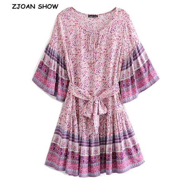 women bohemian bell lace up v neck peacock floral print mini dress holiday bow tide sashes flare cuff short dresses 210429, Black;gray
women bohemian bell lace up v neck peacock floral print mini dress holiday bow tide sashes flare cuff short dresses 210429, Black;gray