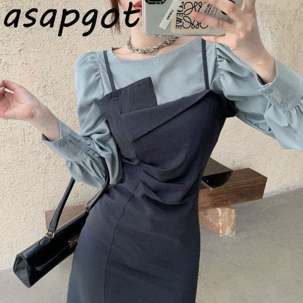 fashion office lady elegant sets o neck puff sleeve blouse slim irregular split strapless dress chic temperament korean 210429, White
fashion office lady elegant sets o neck puff sleeve blouse slim irregular split strapless dress chic temperament korean 210429, White