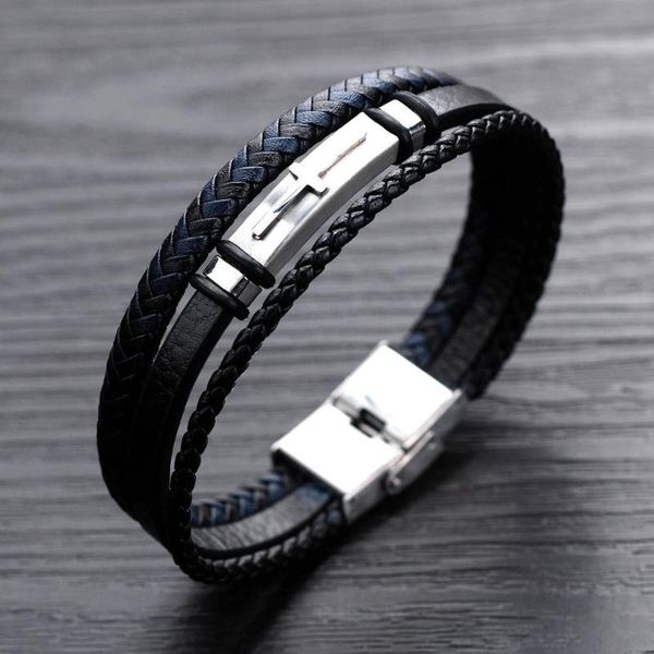 charm bracelets misheng leather bracelet men's stainless steel cross accessories multi-layer hand-knitted friendship jewelry, Golden;silver
charm bracelets misheng leather bracelet men's stainless steel cross accessories multi-layer hand-knitted friendship jewelry, Golden;silver