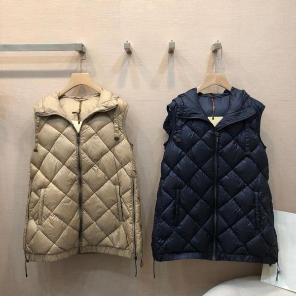 women's wool & blends luxury 2021 fall winter timeless design quilted duck down elegant office lady hooded long vest coat, Black
women's wool & blends luxury 2021 fall winter timeless design quilted duck down elegant office lady hooded long vest coat, Black