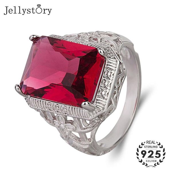 cluster rings jellystory classic 925 sterling silver jewellery ring with rectangle ruby gemstones for women wedding party gift wholesale, Golden;silver 
cluster rings jellystory classic 925 sterling silver jewellery ring with rectangle ruby gemstones for women wedding party gift wholesale, Golden;silver