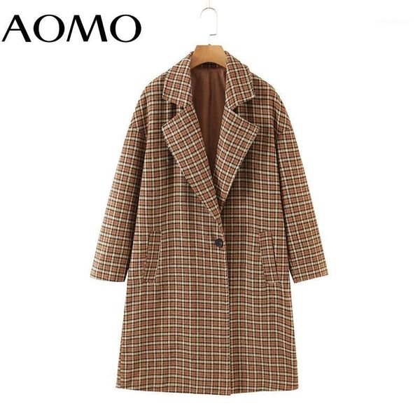 women's wool & blends aomo women 2021 winter thick plaid woolen coats warm long sleeves pocket ladies elegant overcoat 2z20a, Black
women's wool & blends aomo women 2021 winter thick plaid woolen coats warm long sleeves pocket ladies elegant overcoat 2z20a, Black