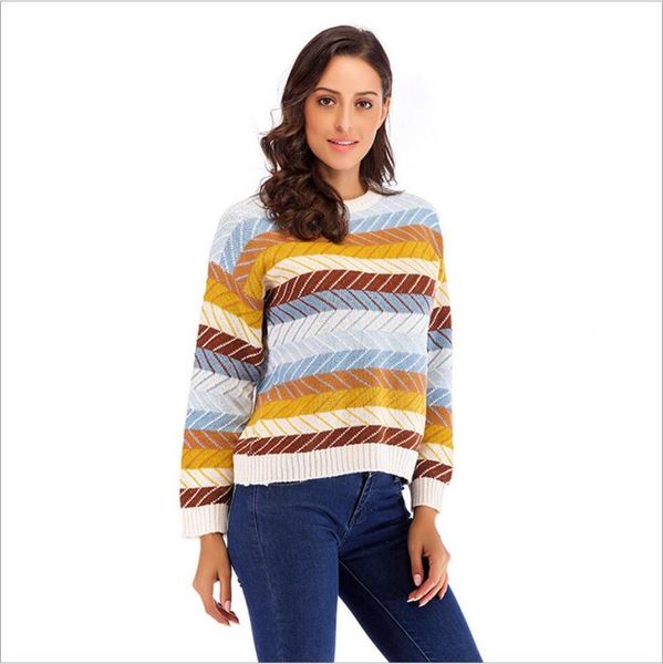 women's sweaters pullover jumper knitted sweater autumn fashion women round neck long sleeve striped pattern female casual coat, White;black
women's sweaters pullover jumper knitted sweater autumn fashion women round neck long sleeve striped pattern female casual coat, White;black