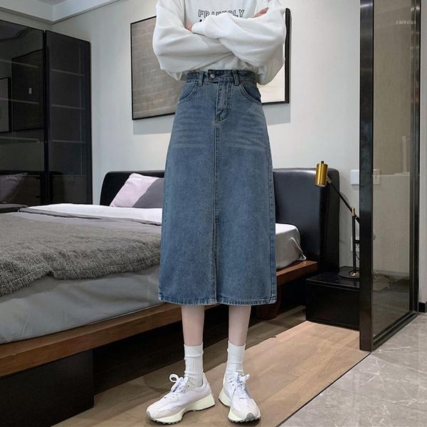 spring and summer 2021 korean style high waist split denim half-length a-line skirt mid-length bag hip skirts, Black
spring and summer 2021 korean style high waist split denim half-length a-line skirt mid-length bag hip skirts, Black
